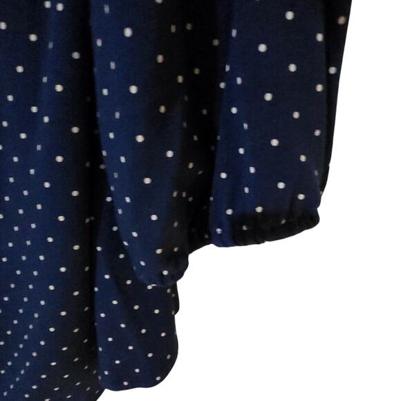 J Jill Wearever Top Womens XL Blue Polka Dot 3/4 Elastic Sleeve Rayon Nautical - Picture 5 of 15